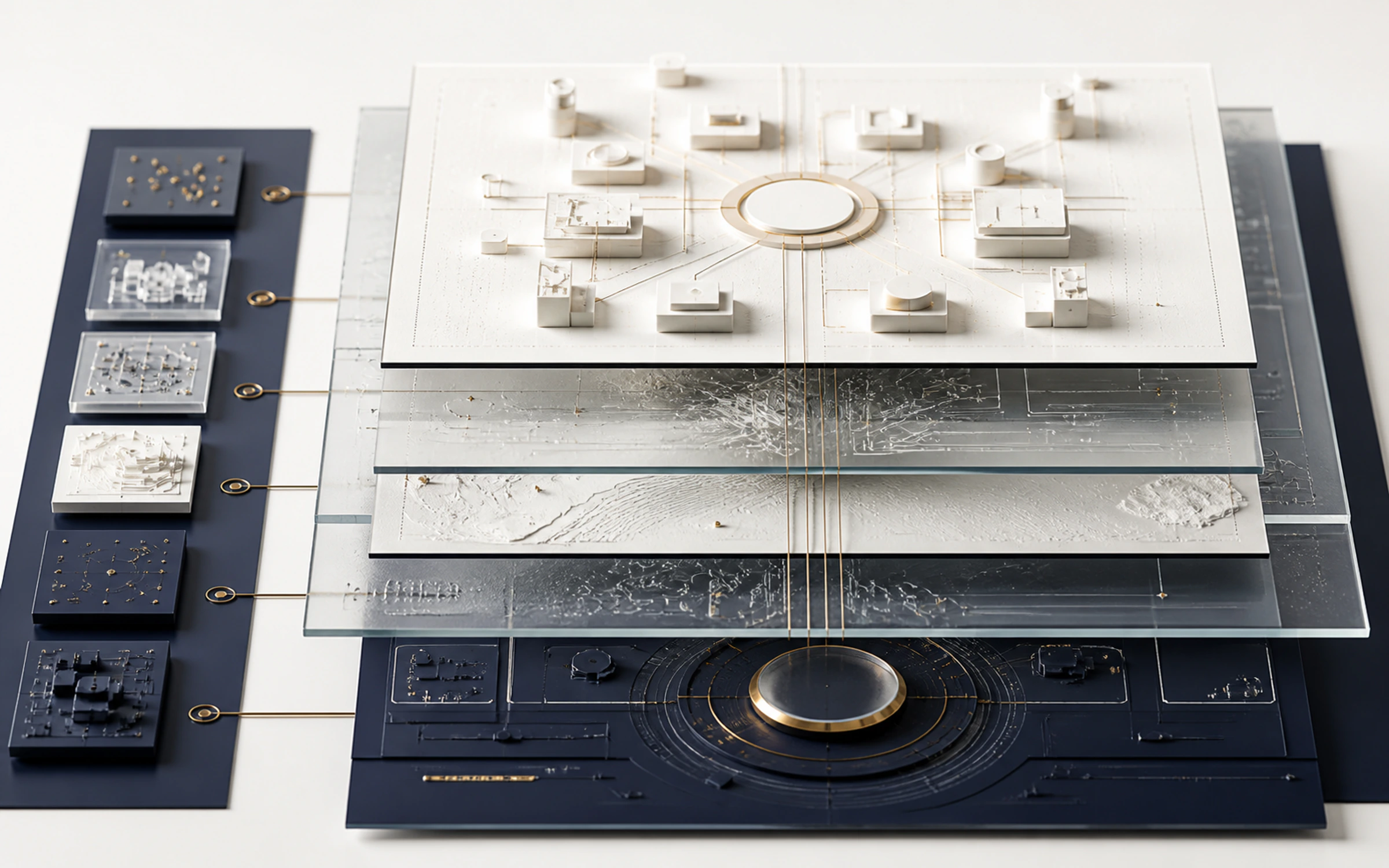 Layered capability atlas connecting strategy, software, cloud, data, and operations