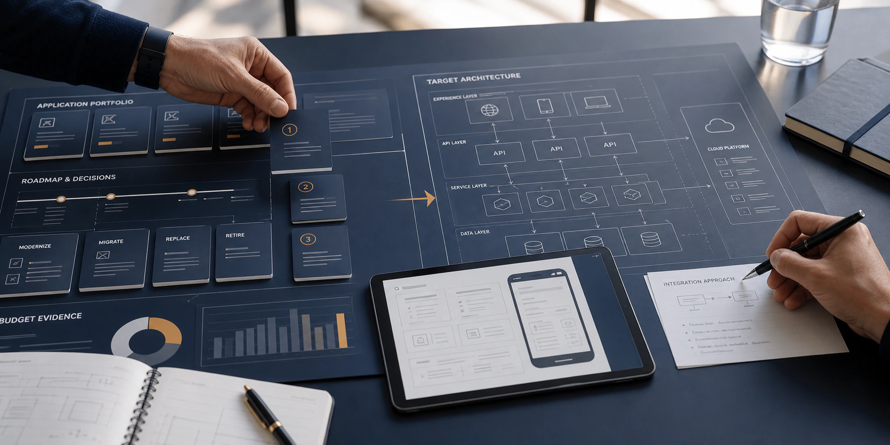 Software transformation workspace combining application priorities, roadmap decisions, and target architecture